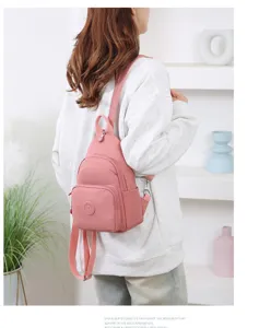 Zaino mini multifunzione rosa da donna borsa a tracolla in nylon borsa da viaggio elegante