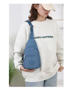 Casual nylon chest bag for women, lightweight crossbody shoulder bag with front pocket.