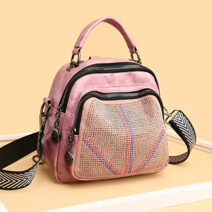 Multi-Functional Rivet Backpack Fashion Women PU Leather Travel Bag Casual Daypack Handbag With Shoulder Straps