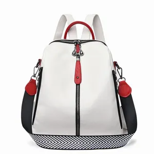 Zaino da donna in morbido pelle elegante multifunzionale casual da viaggio bianco.