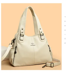 Elegant women tote shoulder bag large capacity pu leather crossbody bag with rivet details