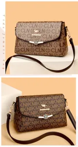 Stylish women's monogram shoulder bag with elegant clasp and adjustable strap for daily use.