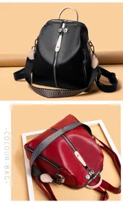 Stiloso zaino donna in pelle morbida multifunzionale casual da viaggio borsa a tracolla