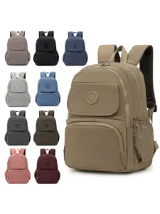 Sac à Dos Décontracté en Nylon Imperméable pour Femme Multi-Poches Voyage Ordinateur Portable