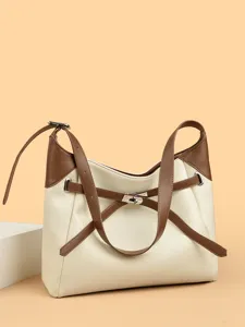 Stylish contrast color women shoulder bag large capacity commuter hobo tote bag casual handbag