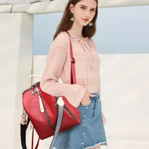 Zaino donna multifunzionale in morbida pelle grande capacità viaggio moda casual.