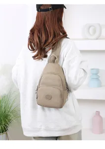 Zaino mini in nylon versatile da donna, borsa a tracolla casual multifunzionale.