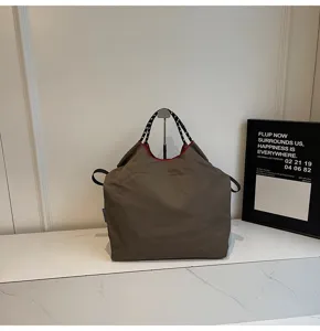Japanese style nylon women large tote bag casual simple shoulder donut shopping bag grey