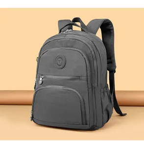 Casual nylon backpack for school and travel grey school bag laptop rucksack daily use