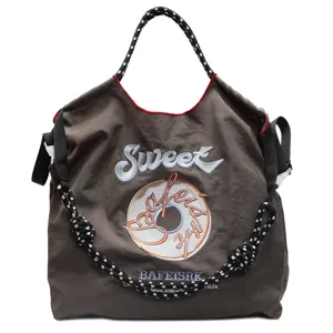 Japanese embroidered nylon tote bag, stylish lightweight casual shoulder bag main view.