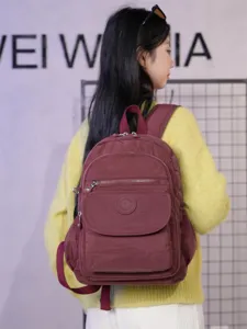 Women casual solid color nylon backpack large capacity travel school bag daily commuter