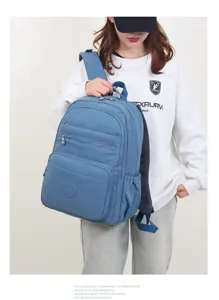 Zaino da viaggio casual multi-tasche per donne e studenti, grande capacità blu scuro.