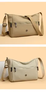 Casual nylon crossbody bag for women, large capacity shoulder bag with multi pockets.