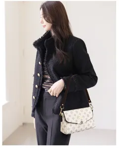 Women stylish shoulder bag monogram pattern casual cross body bag elegant daily handbag detail