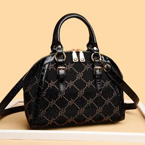 Women's Fashion Shell Bag Large Capacity Rhinestone Handbag PU Leather Commuter Shoulder Crossbody Bag