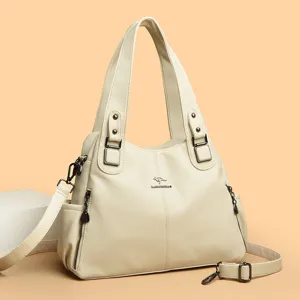 Women Large Capacity PU Leather Tote Bag Vintage Casual Shoulder Crossbody Bag With Rivets Top Handle Bag