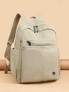 Fashionable casual beige oxford cloth backpack large capacity travel school laptop bag