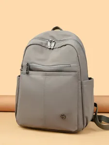 Grey oxford cloth casual minimalist travel backpack with large capacity and multi pockets.