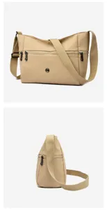 Casual nylon crossbody bag for women, multi-pocket travel shoulder bag with wide strap.