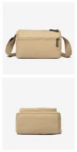Solid color casual canvas crossbody bag with multi-zipper compartments for women daily commute.
