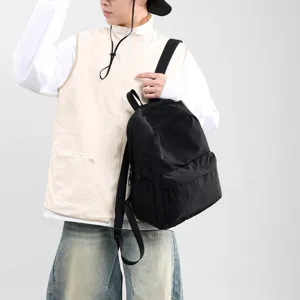 Minimalist lightweight backpack large capacity solid color waterproof nylon travel school bag