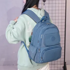 Women casual travel backpack lightweight oxford cloth multi-layer daypack stylish