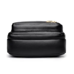Damen Mehrschicht Weichleder Umhaengetasche Schultertasche Casual Alltagstasche Schwarz