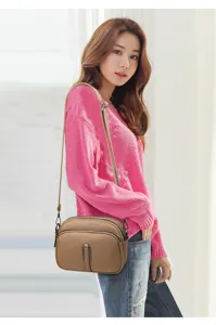 Stylish women soft leather crossbody shoulder bag with multi compartments for summer daily use.