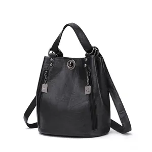 Donna Zaino in Pelle PU Viaggio Casual Grande Capacità Borsa Secchiello Multifunzionale Stile Urbano Borsa a Tracolla