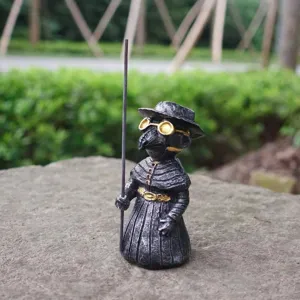 Gothic plague doctor figurine detail, resin miniature sculpture, mysterious decor ornament.