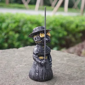Gothic plague doctor figurine resin incense holder spooky Halloween desktop home decor item