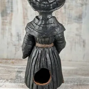 Gothic resin crow figurine incense burner back close-up showing dark textured design.