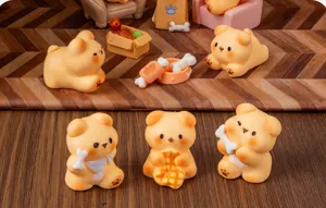 Cute resin puppy figurines miniature set for micro landscape DIY crafts desktop decoration.
