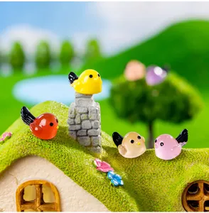 Uccelli in resina con coda lunga in miniatura giardino fai da te decorazione paesaggio