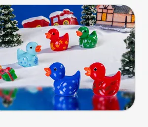Resin duck miniature figurines for winter desktop decor and DIY micro landscape crafts