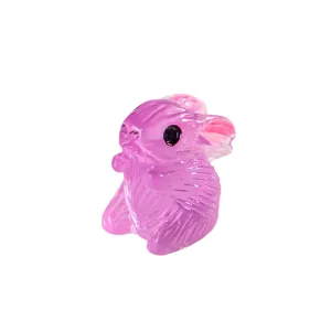 Mini statuetta di coniglio lumicosa in resina per decorazione micro paesaggio scrivania.