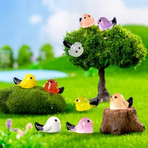 Piccole statuette di uccelli in resina per micro paesaggio giardinaggio fai da te decorazione auto.