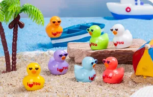 Figurines miniatures de canard en résine lunettes de soleil plage décor bureau DIY