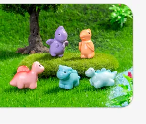 Cute resin dinosaur figurines, colorful micro landscape DIY miniature garden ornaments toys.