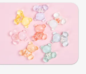 Cute translucent resin bear DIY charms for phone case decoration and handmade crafts.
