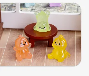 Miniature resin luminous little dragon figure, cute cartoon toy for dollhouse decor.