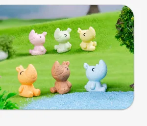 Mini resin rhino figurines, cute animal DIY craft supplies and desktop ornament set.