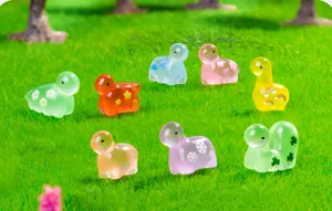 Resin luminous little dinosaur animal figurines, cute cartoon DIY accessories and desktop decor.