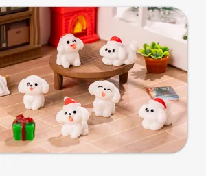 Chiot de noël résine figurines maison de poupées DIY décoration bureau ornements