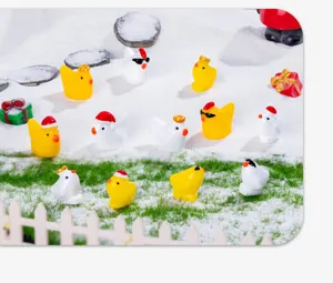 Mini resin chicken figurines, cute micro landscape DIY craft ornaments for home decor.
