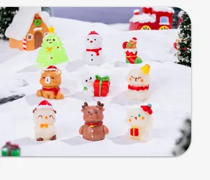 Christmas resin miniature figurines set for desktop decoration and DIY holiday party accessories