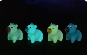 Glow in the dark capybara resin figurines miniature animals DIY craft decoration.