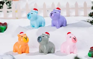 Cute Christmas capybara resin figurines, perfect for desktop decoration and DIY micro landscape.