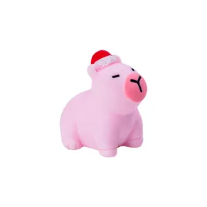 Matte Resin Capybara Figurine Christmas Hat Animal Statue Desktop Miniature Ornament DIY Craft Accessories Home Decor