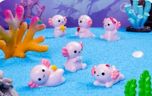 Detailed shot of cute pink axolotl resin miniatures, ideal for creative DIY desk and car decor.